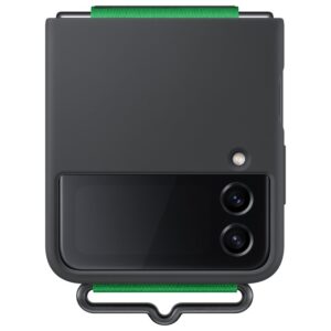 Funda Samsung Silicone Cover Negra con Correa Verde para Galaxy Z Flip4