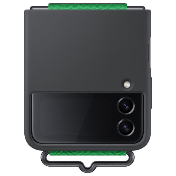 Funda Samsung Silicone Cover Negra con Correa Verde para Galaxy Z Flip4