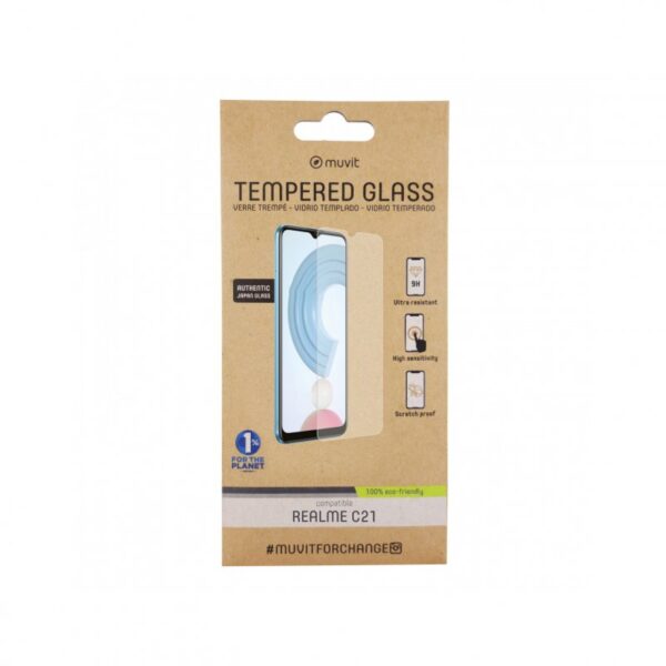 Muvit for change protector pantalla para Realme C21 vidrio templado plano - Imagen 2
