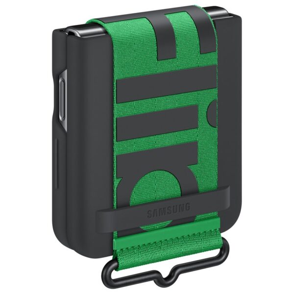 Funda Samsung Silicone Cover Negra con Correa Verde para Galaxy Z Flip4 - Imagen 3