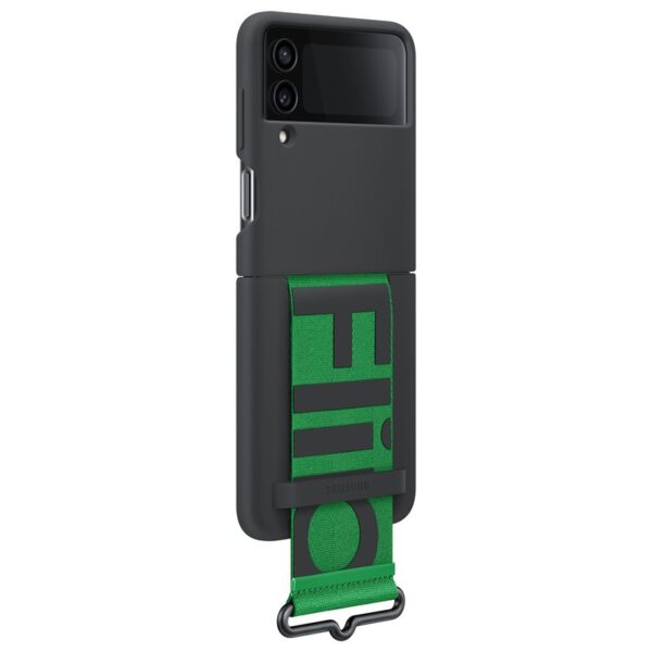 Funda Samsung Silicone Cover Negra con Correa Verde para Galaxy Z Flip4 - Imagen 5