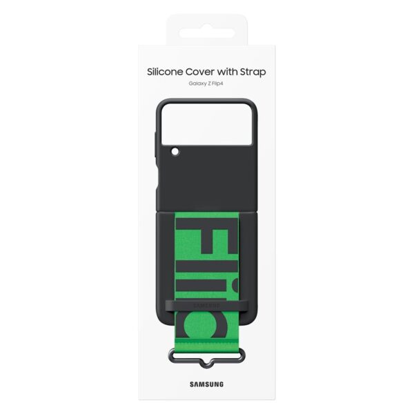 Funda Samsung Silicone Cover Negra con Correa Verde para Galaxy Z Flip4 - Imagen 8