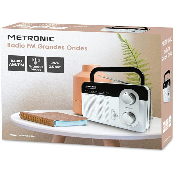 Radio Metronic 477220 portátil AM/FM gran alcance plata/negro - Imagen 3