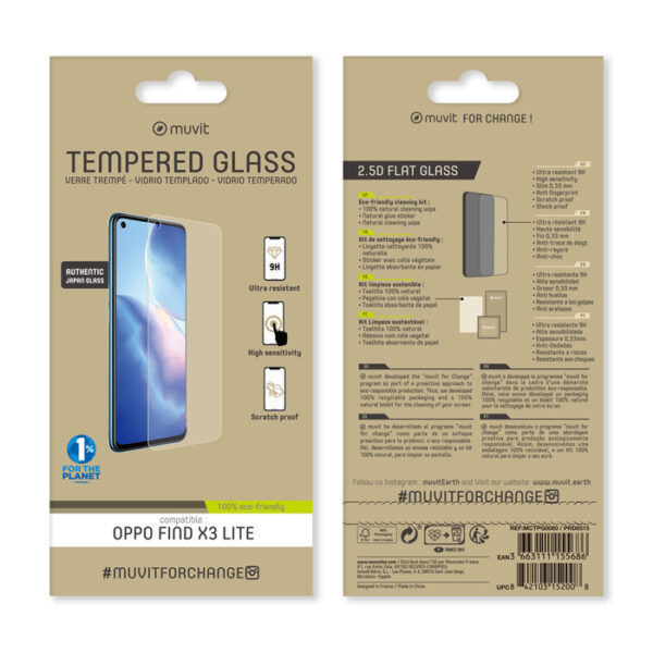 Muvit for change protector pantalla Oppo Find X3 Lite 5G vidrio templado plano - Imagen 2