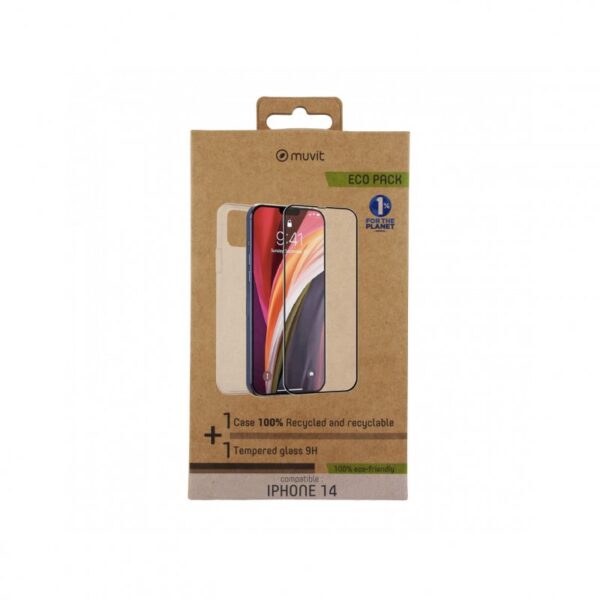 Pack Muvit for Change Apple iPhone 14 funda cristal soft+protector pantalla - Imagen 3