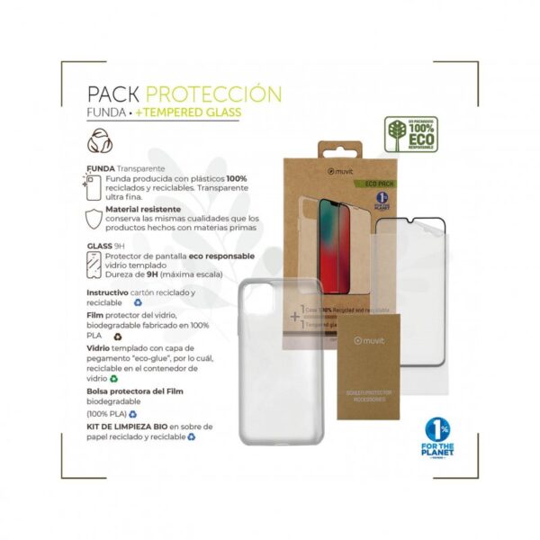 Pack Muvit for Change Apple iPhone 14 funda cristal soft+protector pantalla - Imagen 2