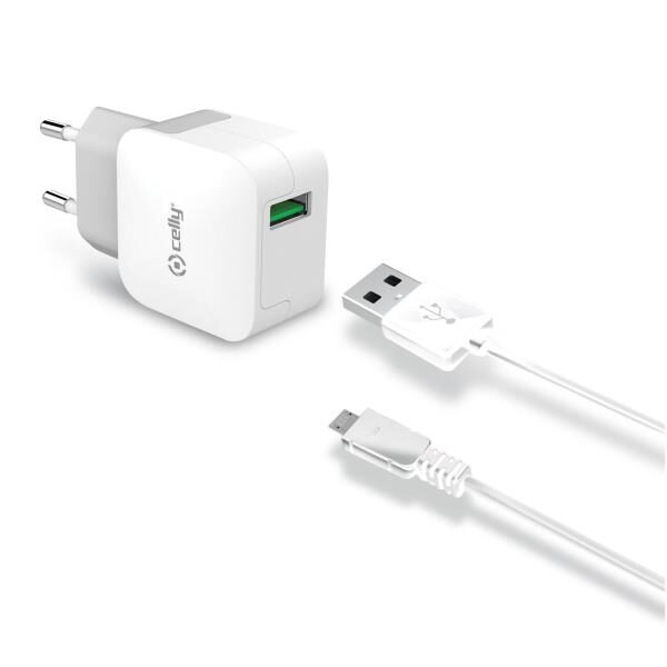 Cargador de pared Celly TCUSBMICRO USB-A con cable USB-A a Micro Usb 12W