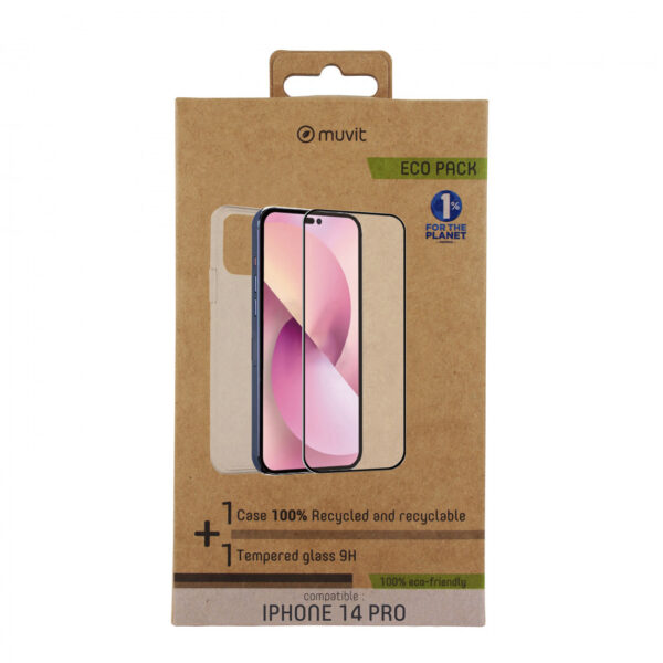 Pack Muvit for Change Apple iPhone 14 Pro funda cristal soft+protector pantalla - Imagen 3