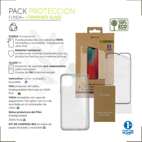 Pack Muvit for Change Apple iPhone 14 Pro MAX funda cristal soft+protector - Imagen 2