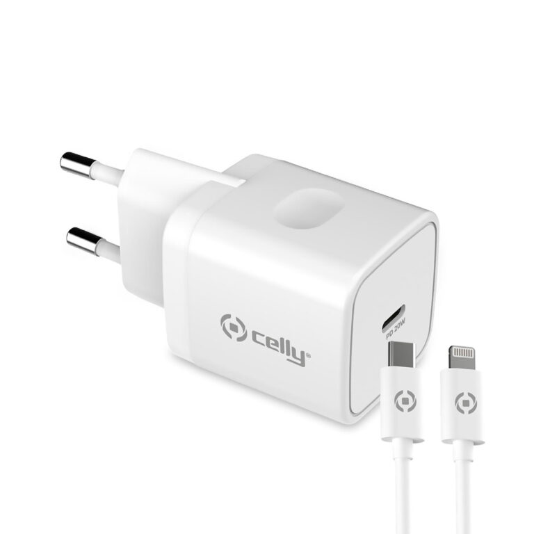 Cargador de pared Celly TC1C20WLIGHT USB-A con cable USB-C a Apple 20W