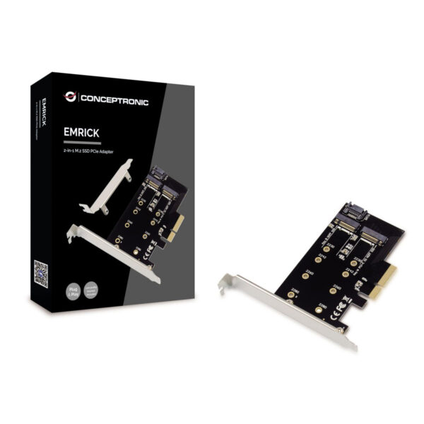 Tarjeta PCIe Conceptronic EMRICK04B  M.2 2 en 1, M.2 SATA x 1, M.2 NVMe x 1 - Imagen 3