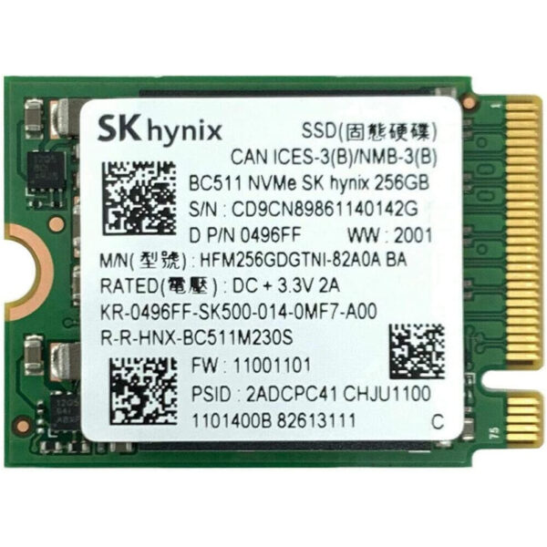 Unidad de estado solido SSD SK Hynix BC511 256GB PCIe NVMe M.2 2230 HFM256GDGTNI