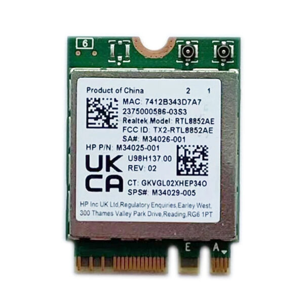 Tarjeta De Red Inal Mbrica Realtek Rtl Ae Wifi Ax Bt Pcie M