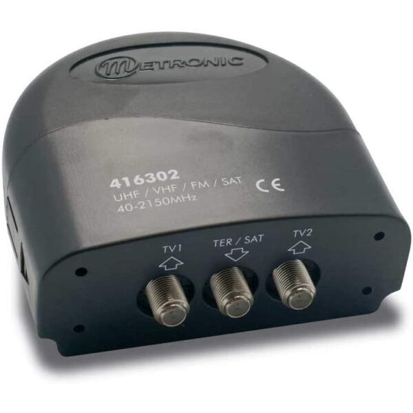 Conmutador de antena Metronic 416302 (conectores F, 2 vías) negra