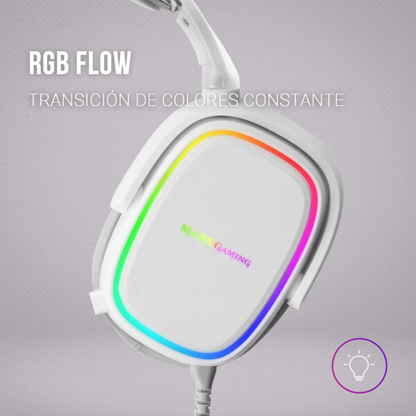 Auriculares Gaming Mars Gaming MHAXW RGB Multiplataforma+Mic extraíble Blancos - Imagen 4