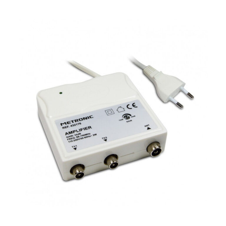 Amplificador de interior+ajuste de ganancia FM-UHF Metronic 432176 blanco