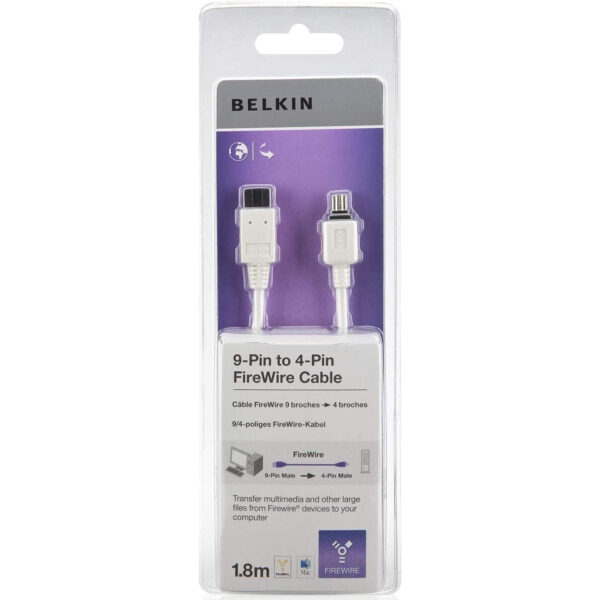 Cable FireWire Belkin F3N403CP1.8M 1.8 m 9 Pin/4 Pin  800/400  Macho/Macho Usado