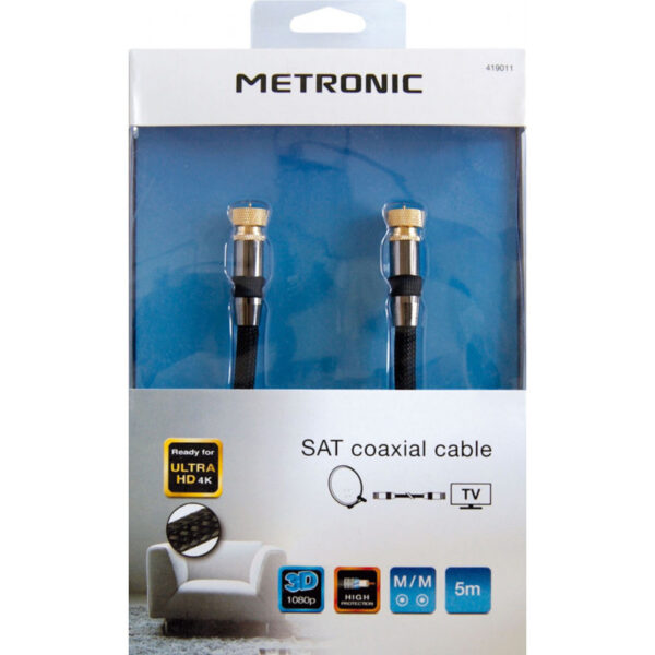 Cable coaxial Metronic 419011 toma F macho / macho 5 metros negro - Imagen 2