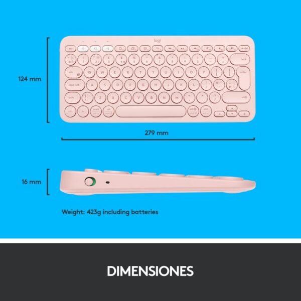 Teclado Bluetooth Multi-Dispositivo Logitech K380 Rosa en español (ñ) - Imagen 10