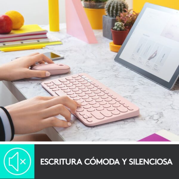 Teclado Bluetooth Multi-Dispositivo Logitech K380 Rosa en español (ñ) - Imagen 6