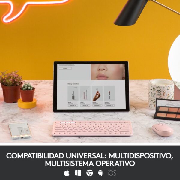 Teclado Bluetooth Multi-Dispositivo Logitech K380 Rosa en español (ñ) - Imagen 7