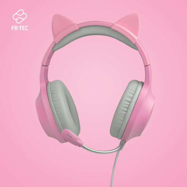 Auriculares TANOOKI Rosa con Orejas de Gato FR-TEC Multiplataforma - Imagen 3