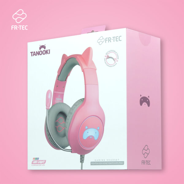 Auriculares TANOOKI Rosa con Orejas de Gato FR-TEC Multiplataforma - Imagen 5