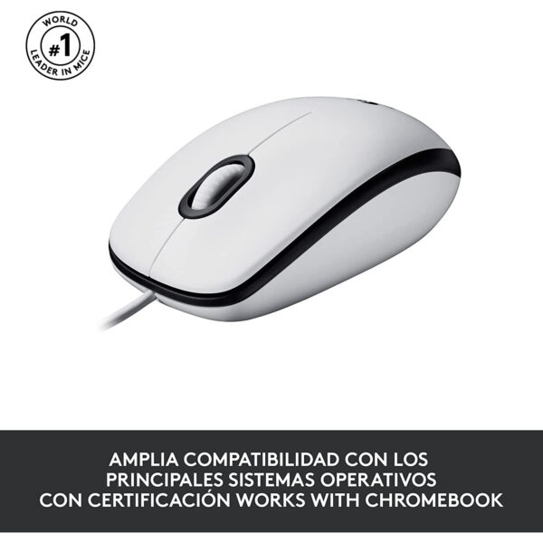 Logitech M100 Ratón con cable 1000DPI  Blanco (NUEVO) - Imagen 4
