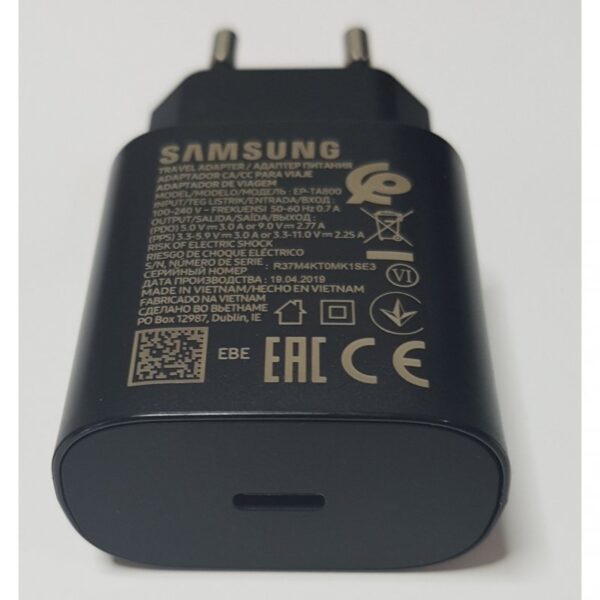 Cargador original Samsung EP-TA800 USB 11V + Cable USB-C 1m Negro - Imagen 3