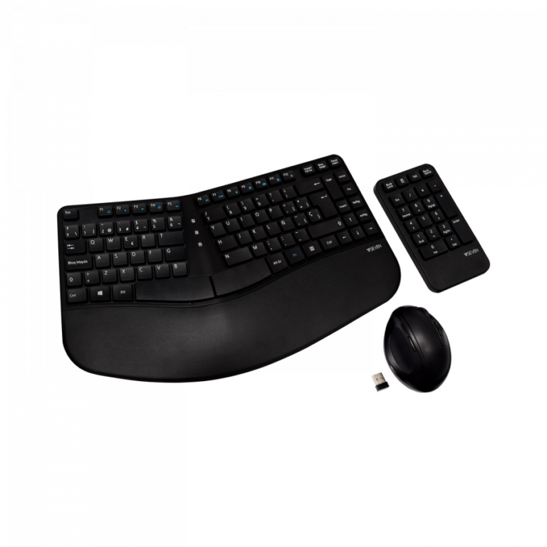 Combinación V7 teclado y ratón inalámbrico ergonómico en español (ñ)