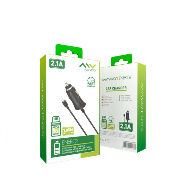 Cargador de coche Carga Rapida Myway Apple 2.1A 1,8m negro - Imagen 2