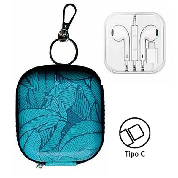 Pack Belyo Mini Estuche y Earphones USB Tipo-C Jungle (NUEVO)