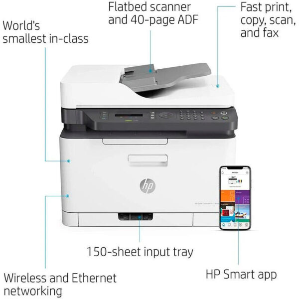 Impresora HP Laser MFP 179fnw Multifunción Color WiFi Usada - Imagen 7