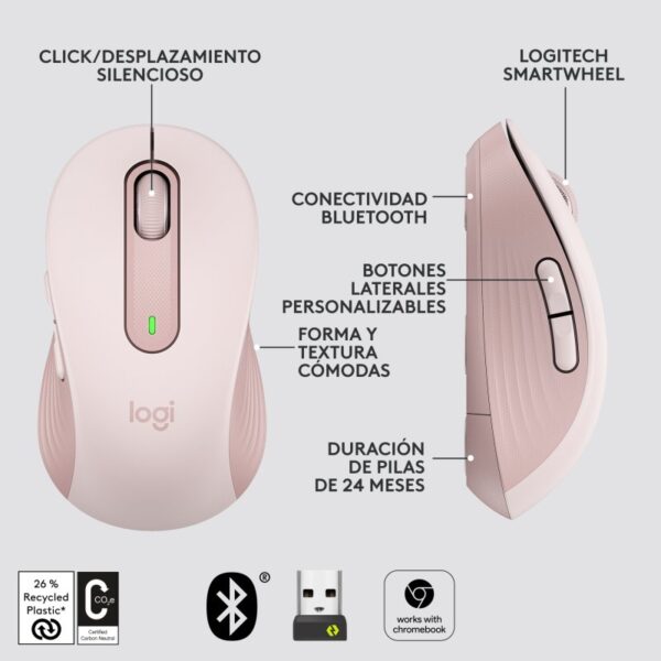 Ratón Óptico Inalámbrico Logitech Signature M650 L 2000DPI Usado **Sin embalaje original** - Imagen 8