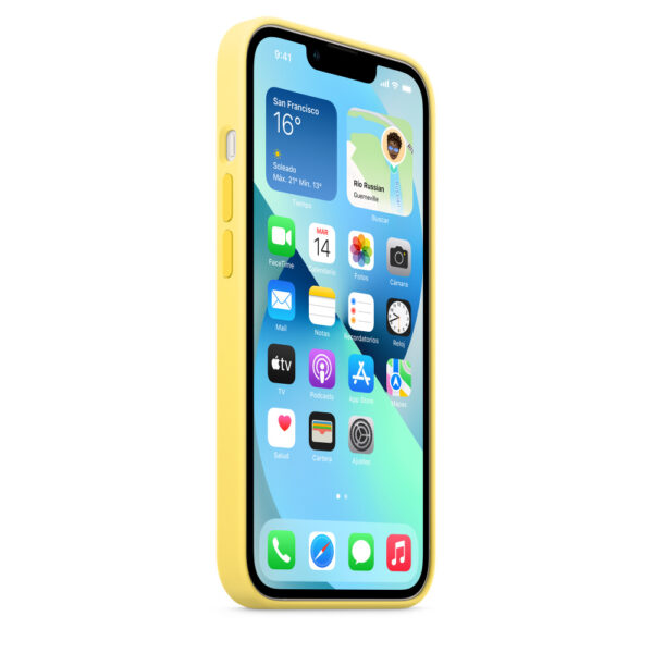 Funda original Apple silicona con MagSafe para Apple iPhone 13 color limon - Imagen 2