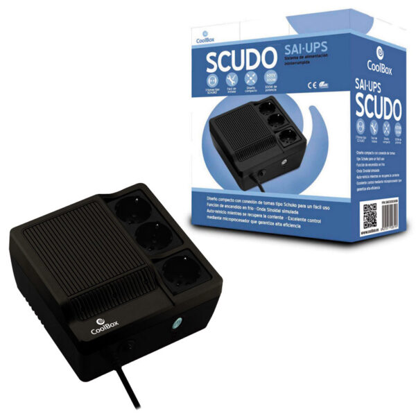 SAI CoolBox SCUDO600 600VA/300W con 3 Schukos negro - Imagen 2