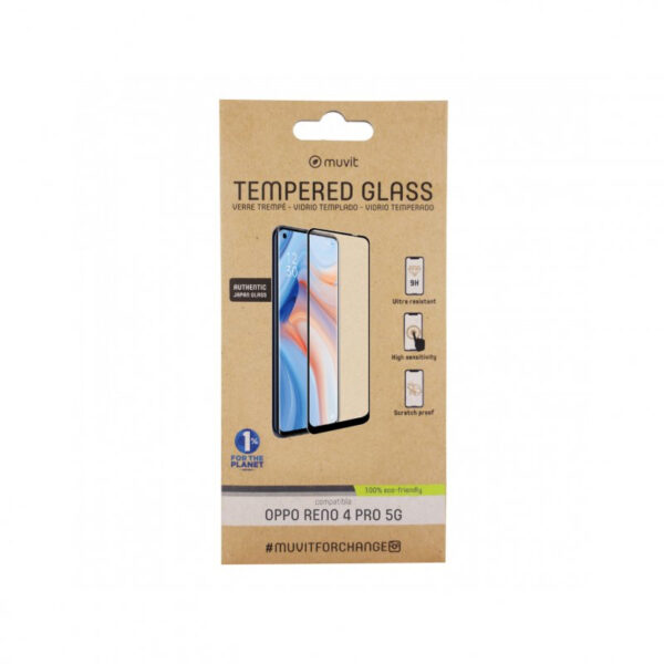 Muvit Protector Cristal Templado Curvo Friendly con Marco Negro para Oppo Reno 4 - Imagen 2