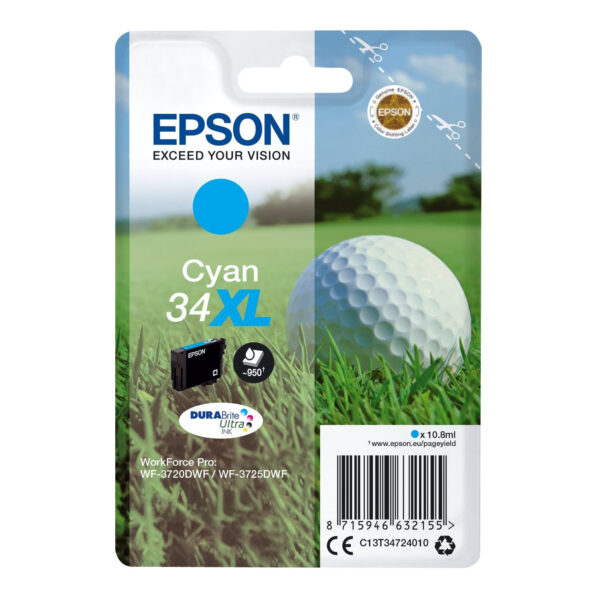 Cartucho tinta original Epson Cyan 34XL C13T34724020