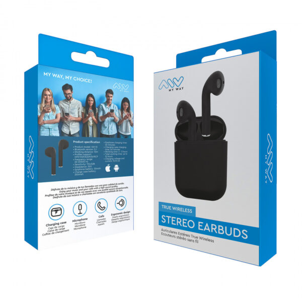 Auriculares estéreo Myway Bluetooth touch control negros - Imagen 3