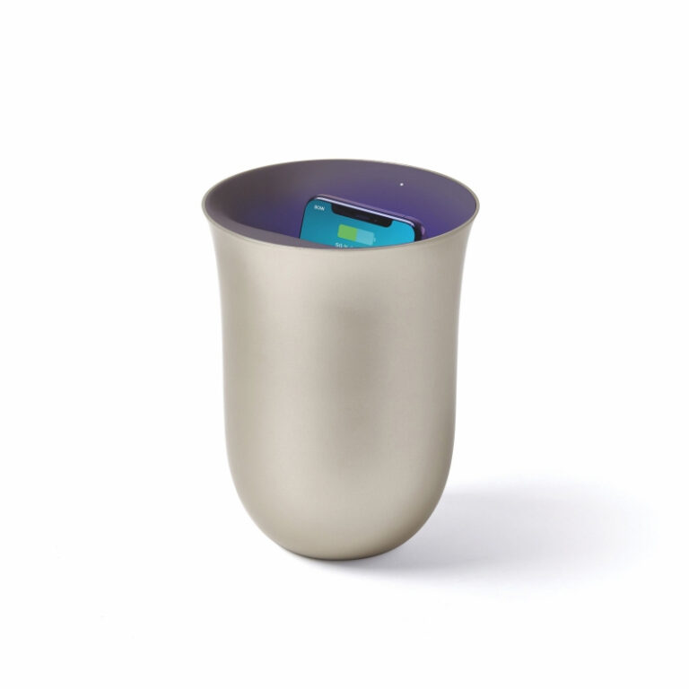 Cargador inalámbrico Lexon Oblio con esterilizador UV Gold