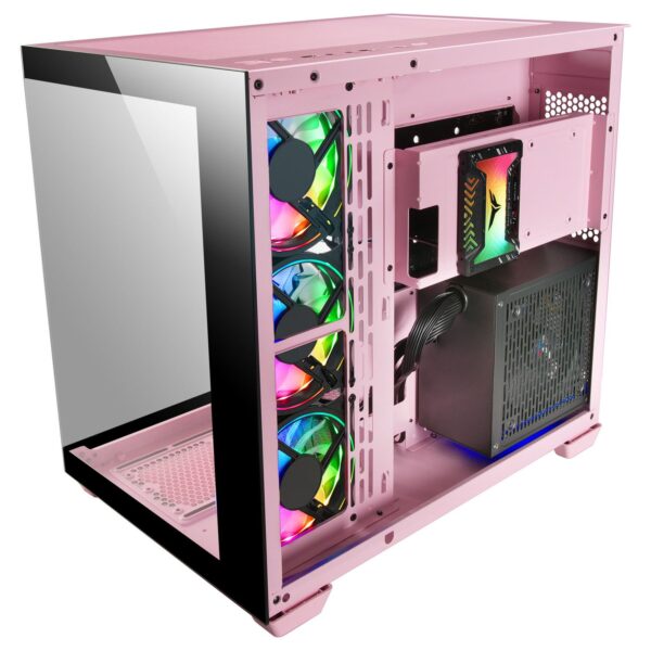 Torre Mars Gaming MCV4 Rosa XXL E-ATX Ventana Vidrio Templado Frente y Lateral - Imagen 4