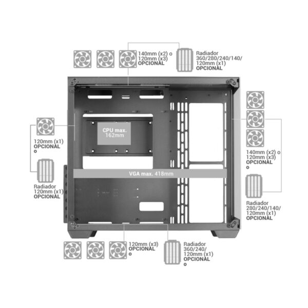 Torre Mars Gaming MCV4 Rosa XXL E-ATX Ventana Vidrio Templado Frente y Lateral - Imagen 5