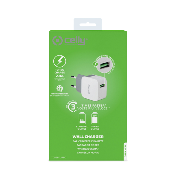 Cargador de pared Celly ‎TCUSBTURBO Turbo 12W USB-A Blanco - Imagen 2