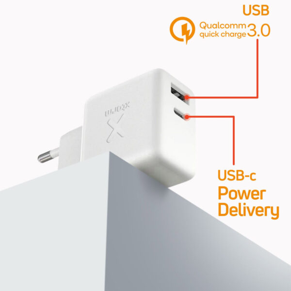 Cargador de pared Xtorm Volt II 30w Tecnología Gan USB-C + USB Compacto Blanco - Imagen 4