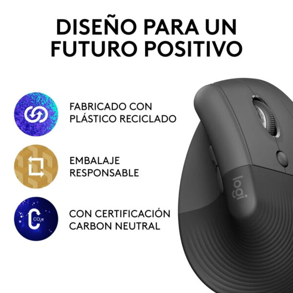 Logitech Lift Ratón Inalámbrico Vertical para Diestros 4000 DPI Gris-Negro Usado - Imagen 5