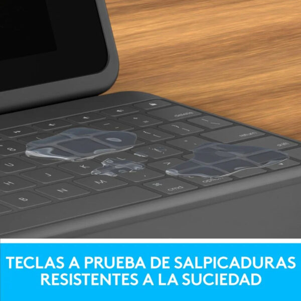 Funda con Teclado Logitech Rugged Folio Bluetooth Gris para iPad 7/8/9 Gen Usada - Imagen 4