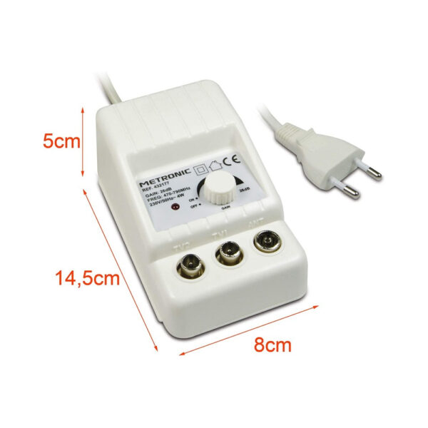 Amplificador interior UHF ajustable de ganancia Metronic 332177 blanco - Imagen 2