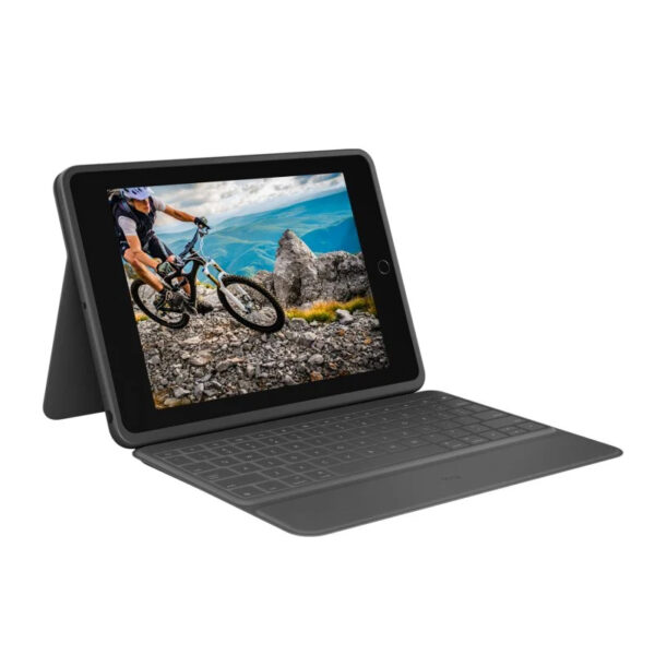 Funda con Teclado Logitech Rugged Folio Bluetooth Gris para iPad 7/8/9 Gen Usada