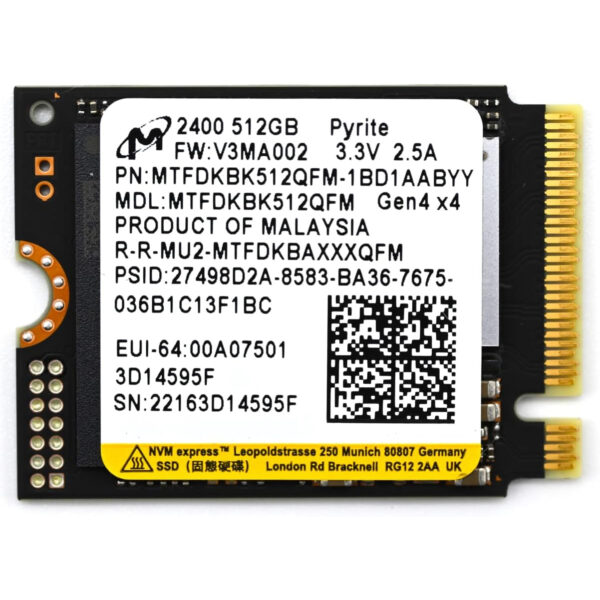 Unidad de estado solido SSD Micron 512GB NVMe M.2 MTFDKBA512QFM-1BD1AABYYR