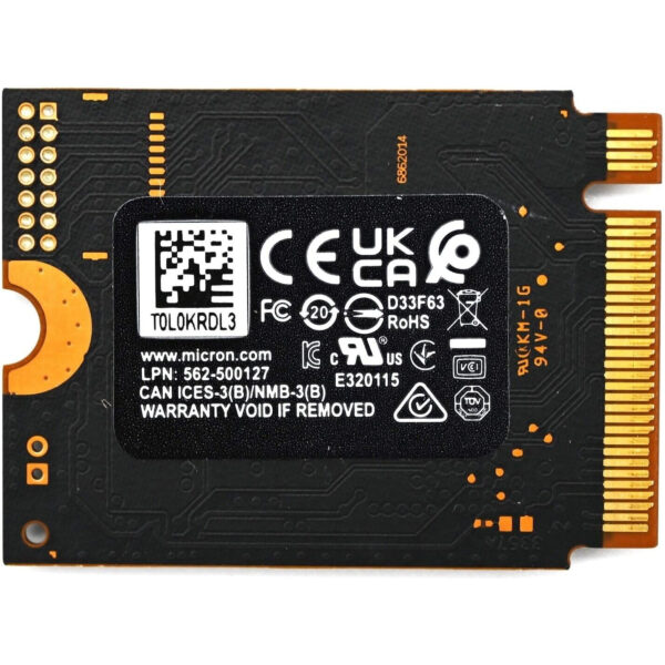 Unidad de estado solido SSD Micron 512GB NVMe M.2 MTFDKBA512QFM-1BD1AABYYR - Imagen 2